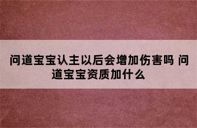 问道宝宝认主以后会增加伤害吗 问道宝宝资质加什么